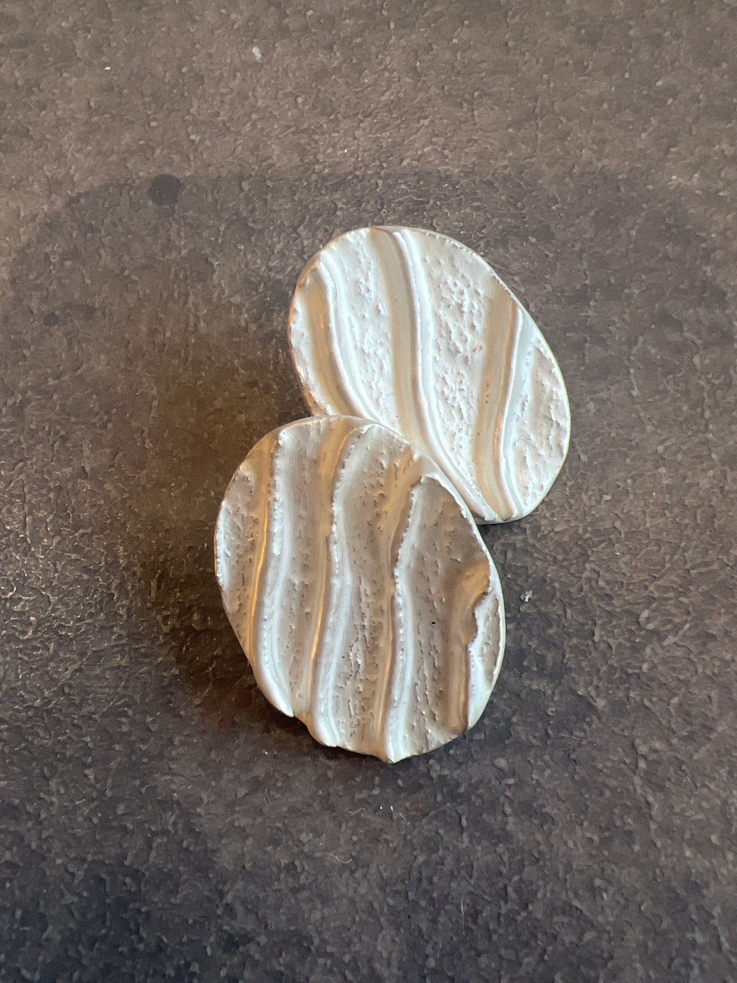 Ceramic Earrings Silver Wave