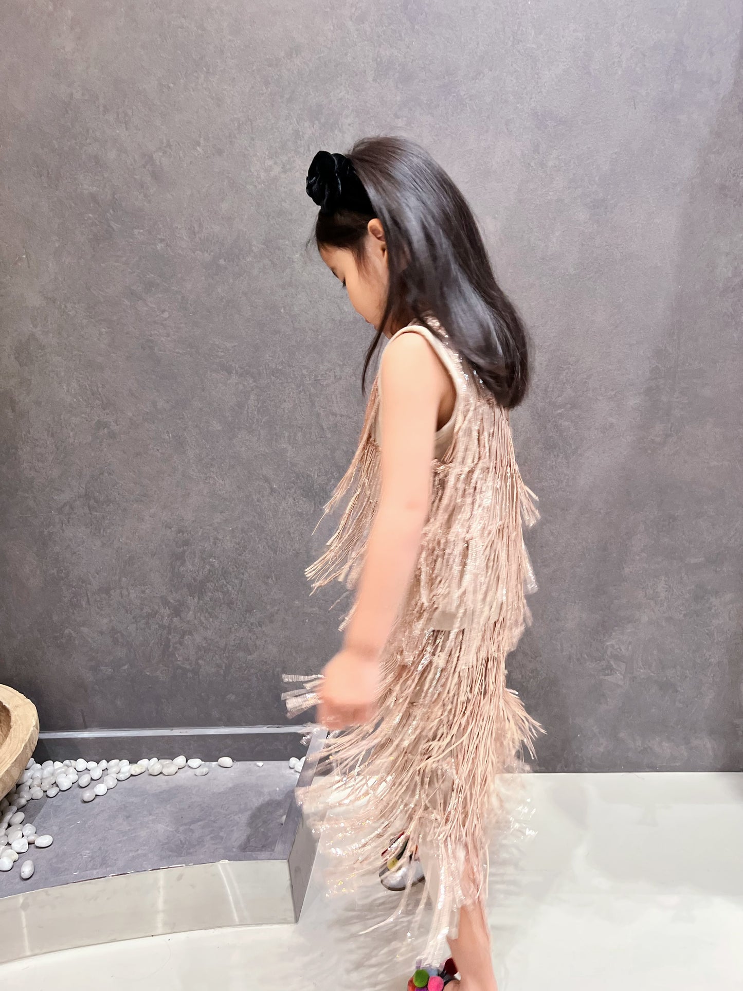 V&V Gold Fringe Top and Skirt Set