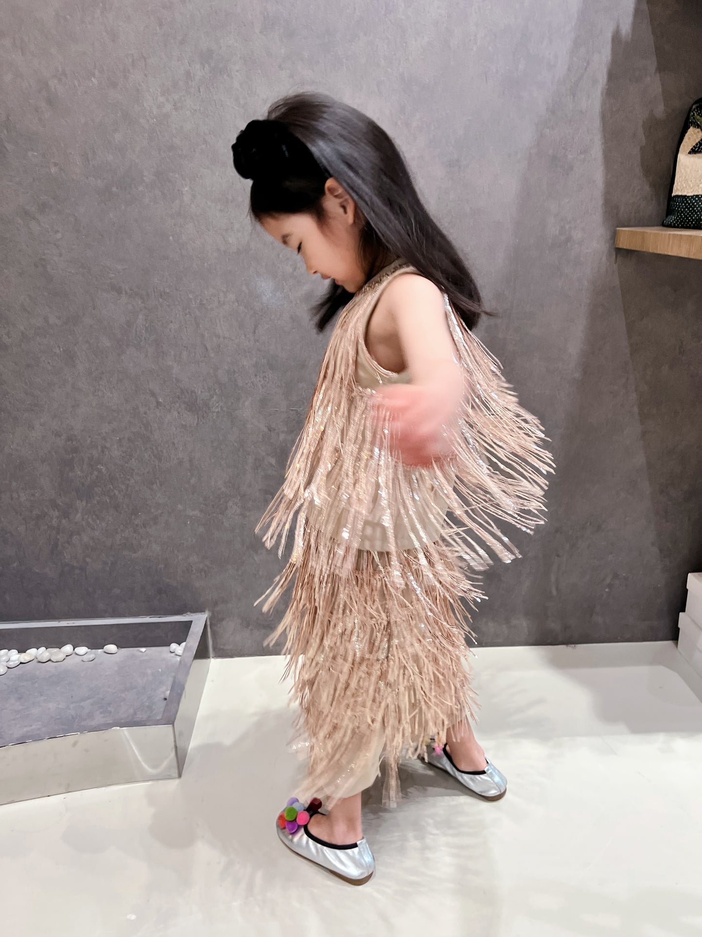 V&V Gold Fringe Top and Skirt Set