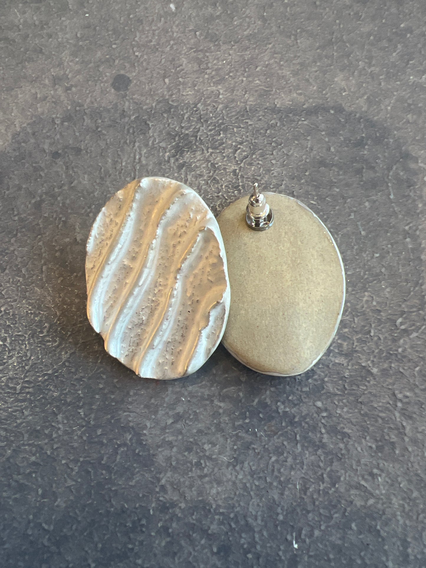 Ceramic Earrings Silver Wave