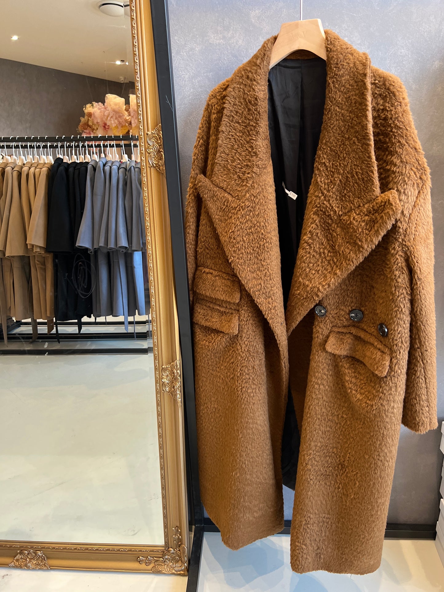 Alpaca and Wool Blended oversized coat