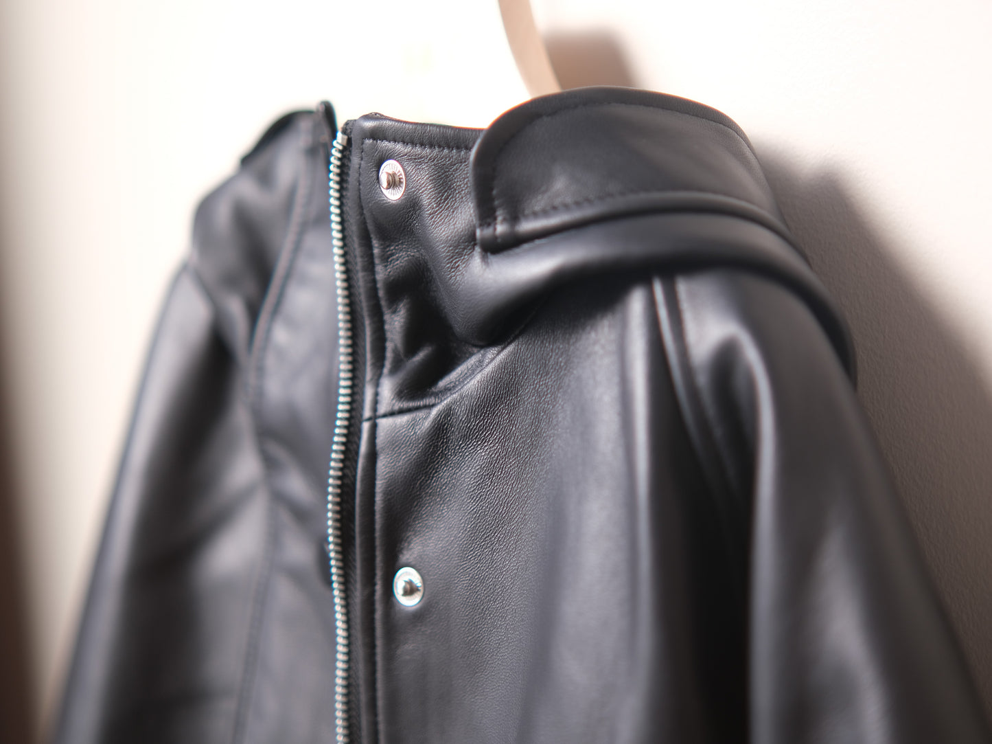 Hooded Leather and Duck down Jacket