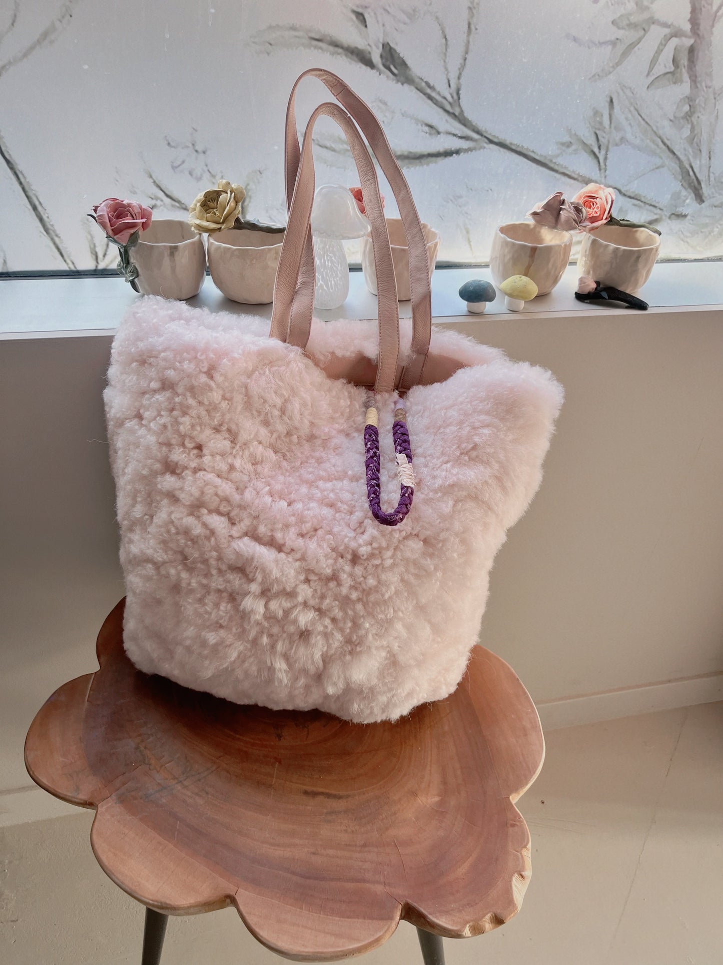 V&V Real Shearling Tote Bag