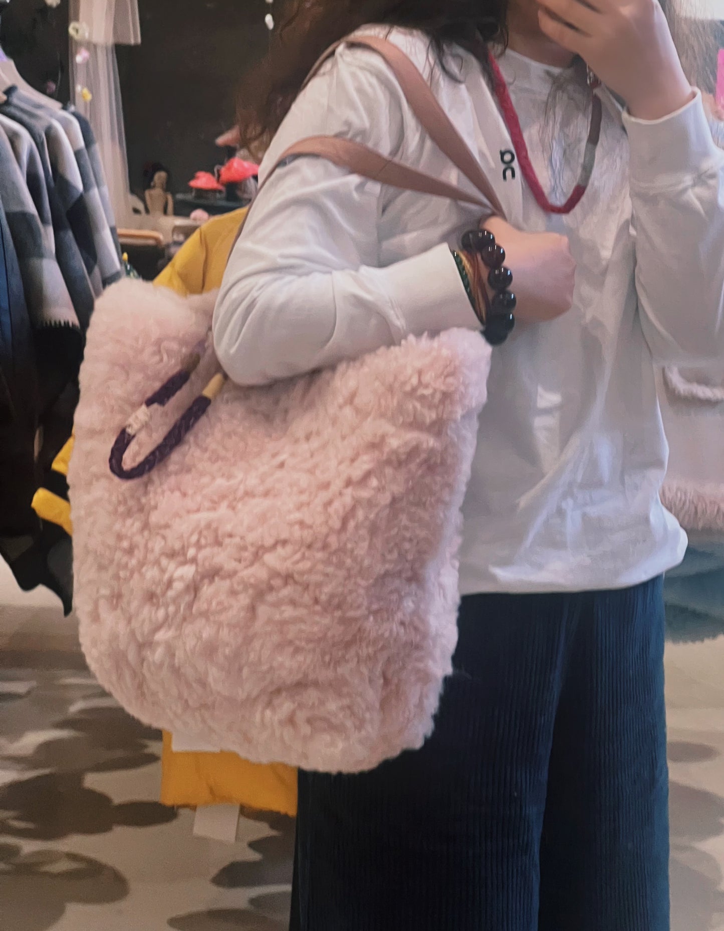 V&V Real Shearling Tote Bag