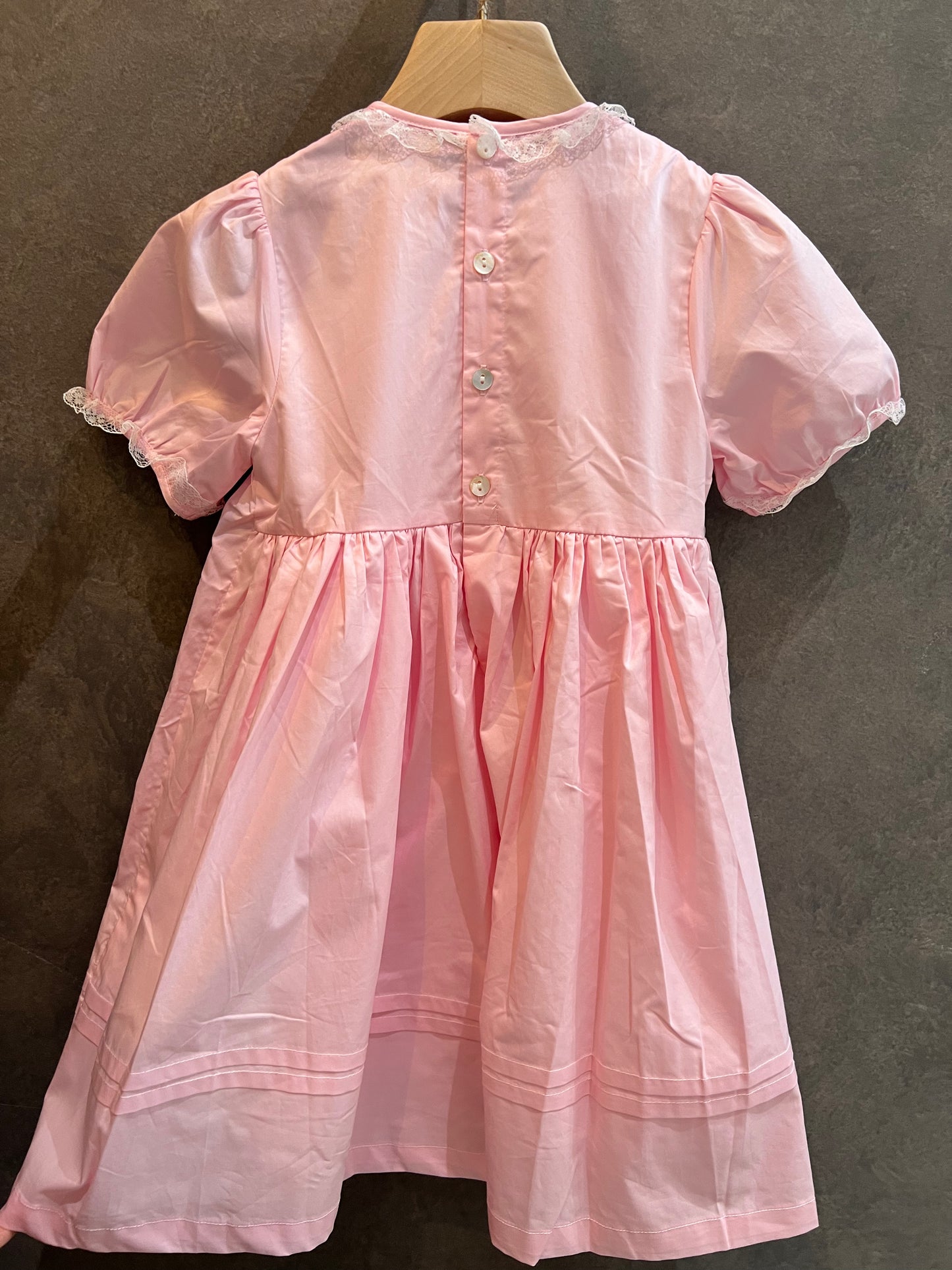 V&V Handmade Pink Smocking flower Dress