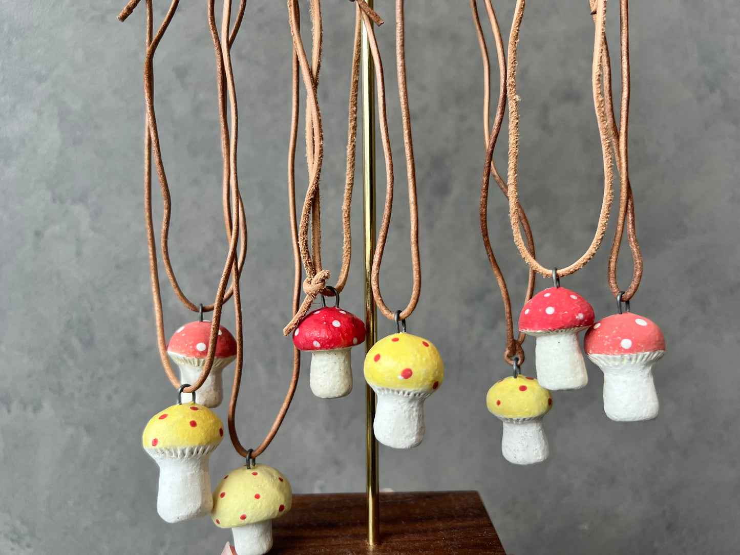 Handmade ceramic mushroom necklace