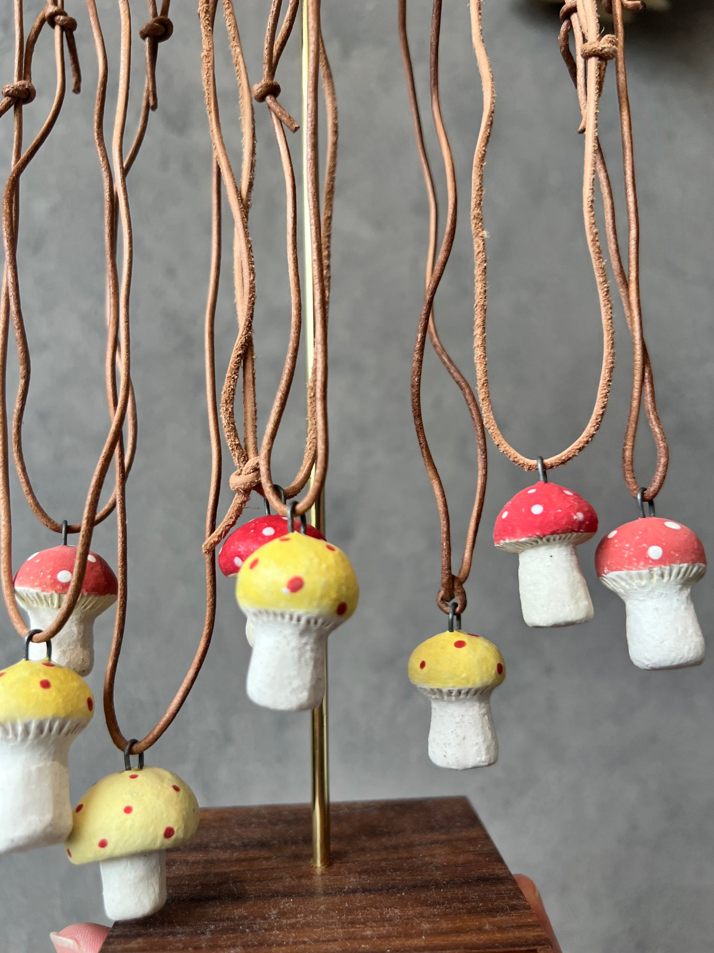 Handmade ceramic mushroom necklace