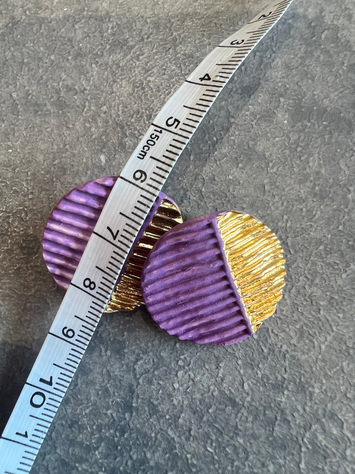 Ceramic Earrings purple and gold