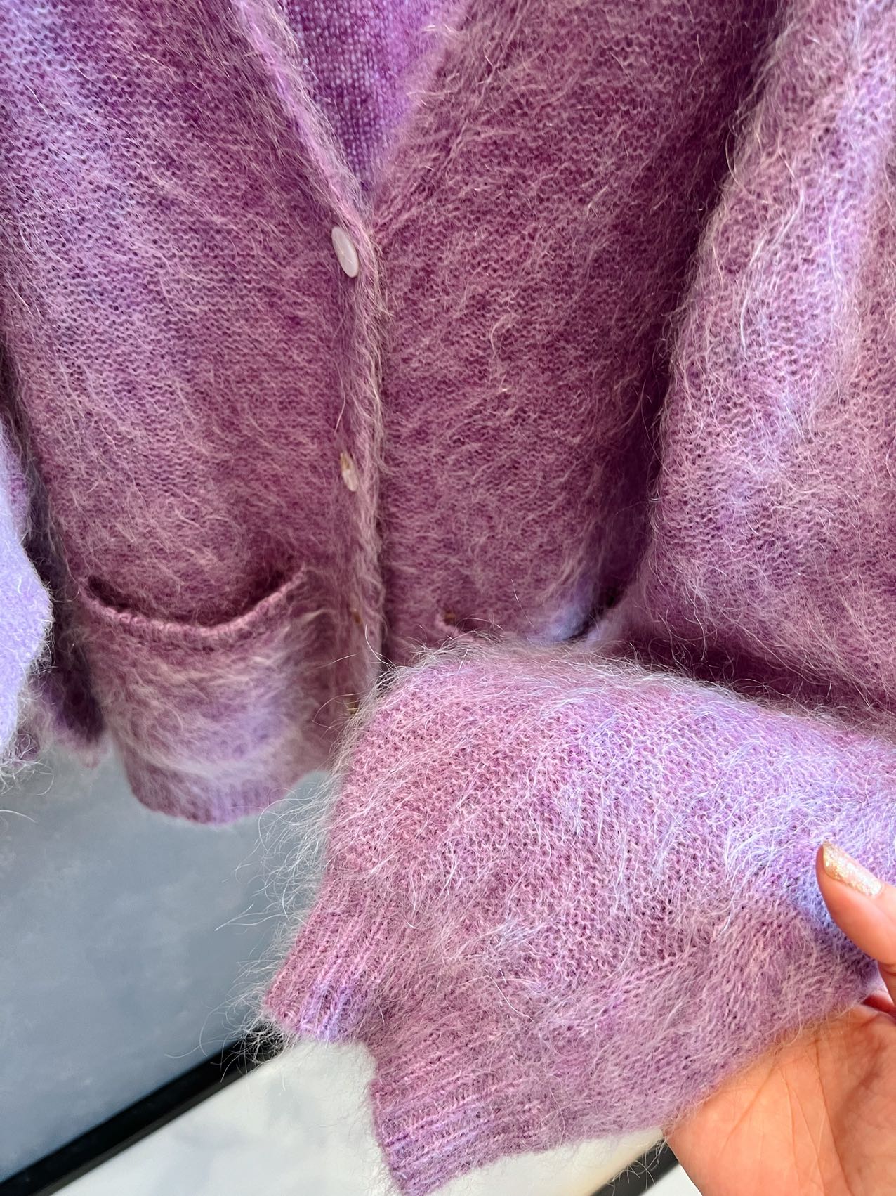 Cashmere and Wool Blended Purple cardigan