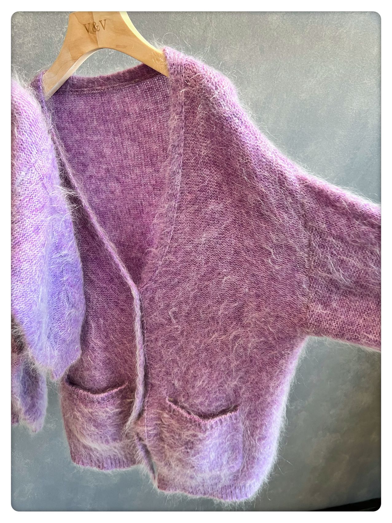 Cashmere and Wool Blended Purple cardigan