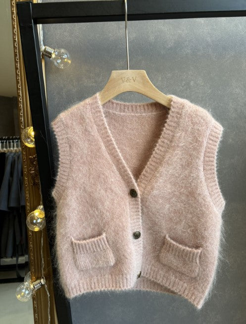 Astrid Brushed-Mohair Vest