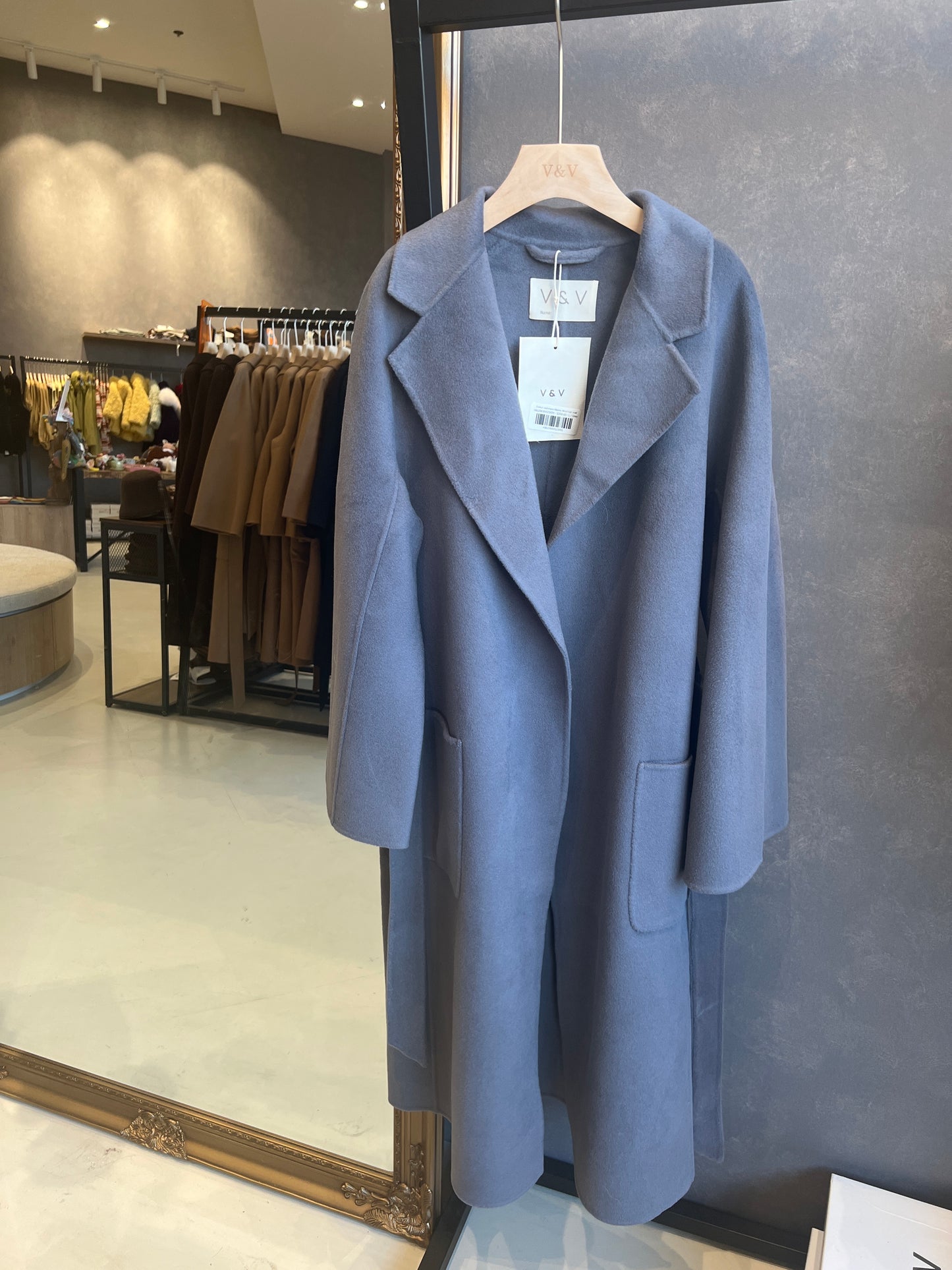 Belted cashmere Merino Wool hair coat