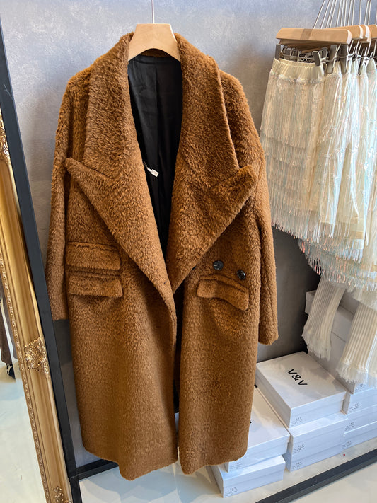 Alpaca and Wool Blended oversized coat