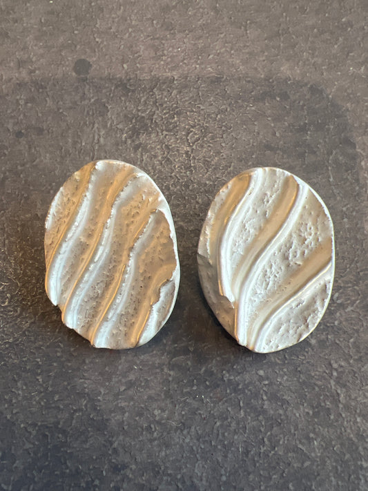 Ceramic Earrings Silver Wave