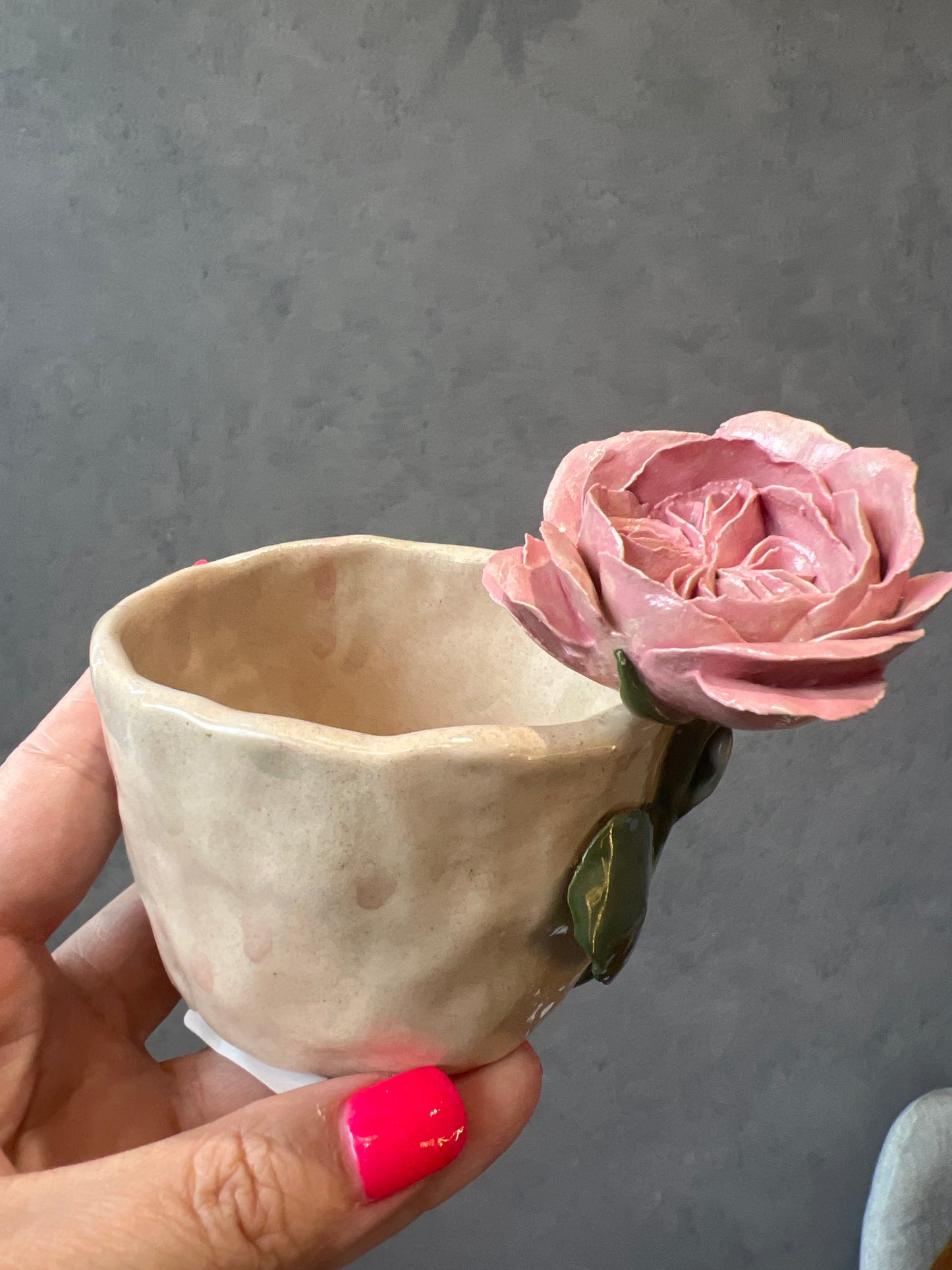 Pink Austin Rose Handmade Mug