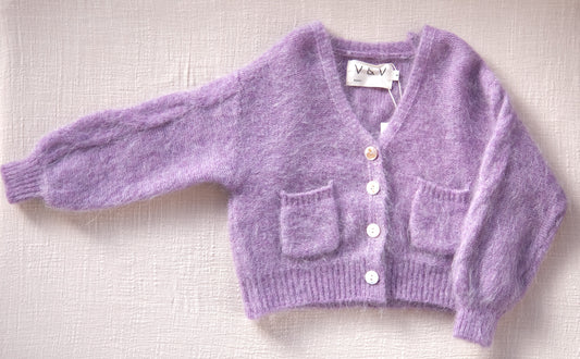 Cashmere and Wool Blended Purple cardigan