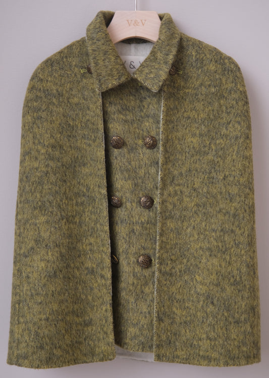 Cape-effect Cashmere and Wool coat