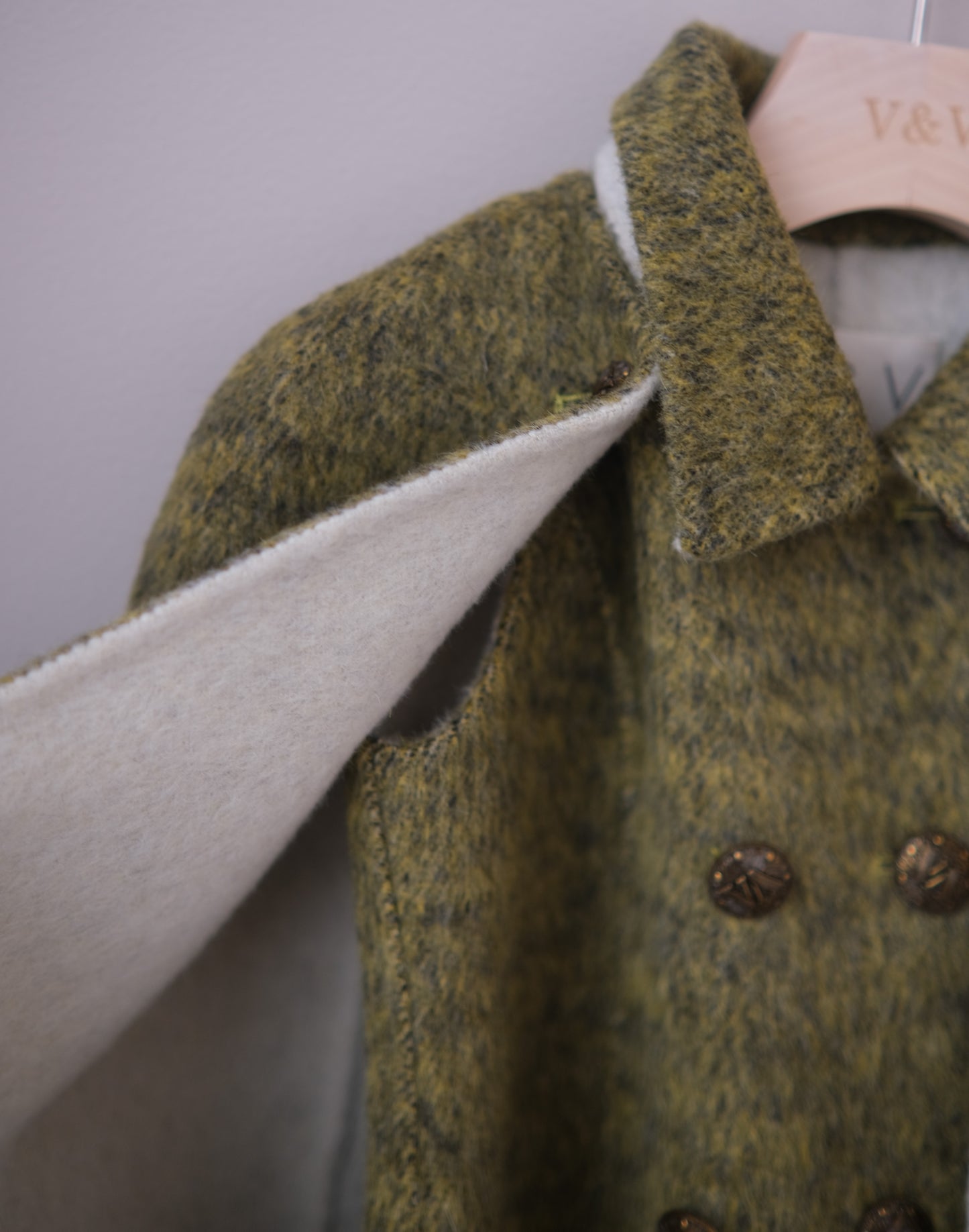 Cape-effect Cashmere and Wool coat