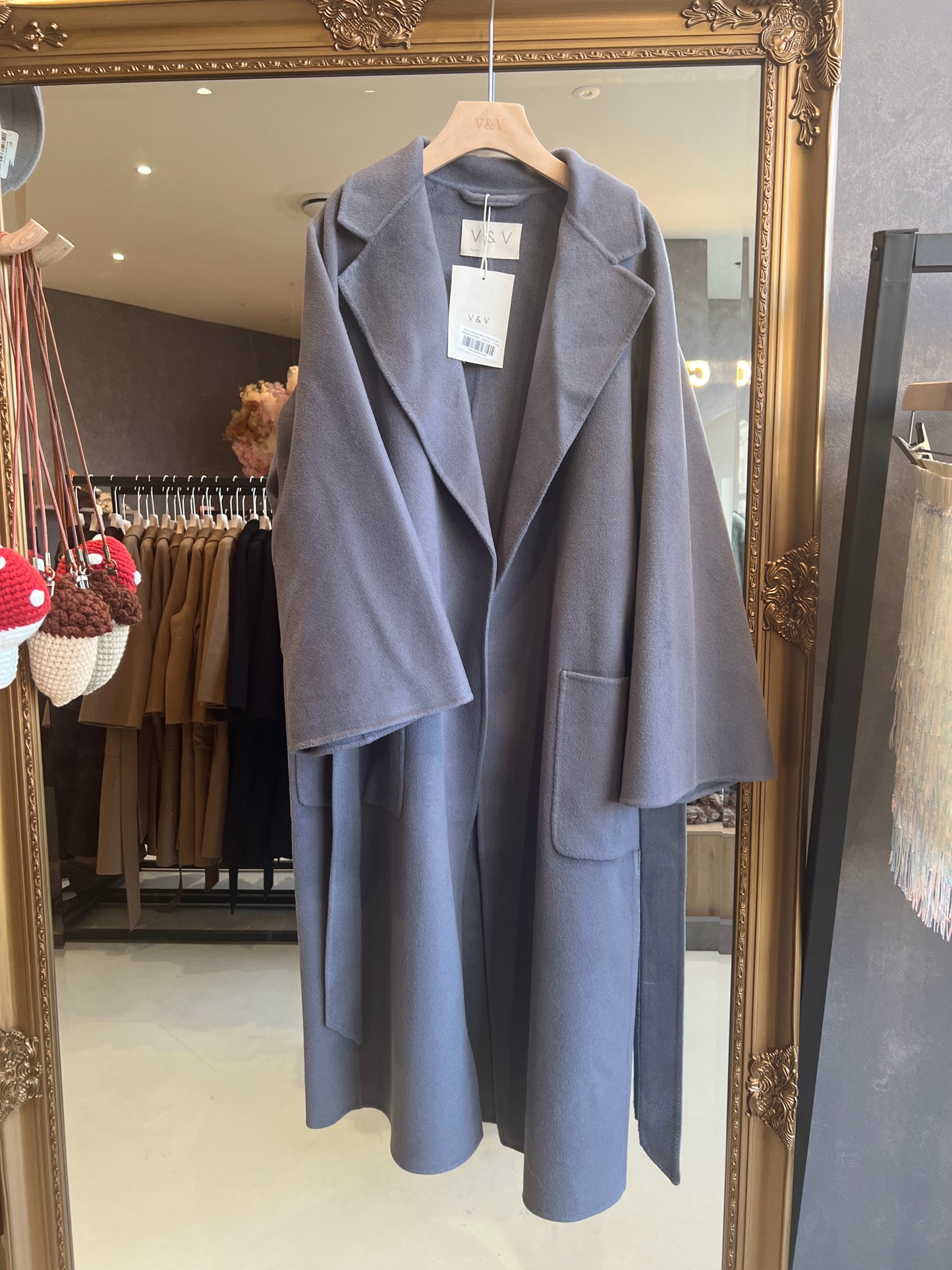 Belted cashmere Merino Wool hair coat