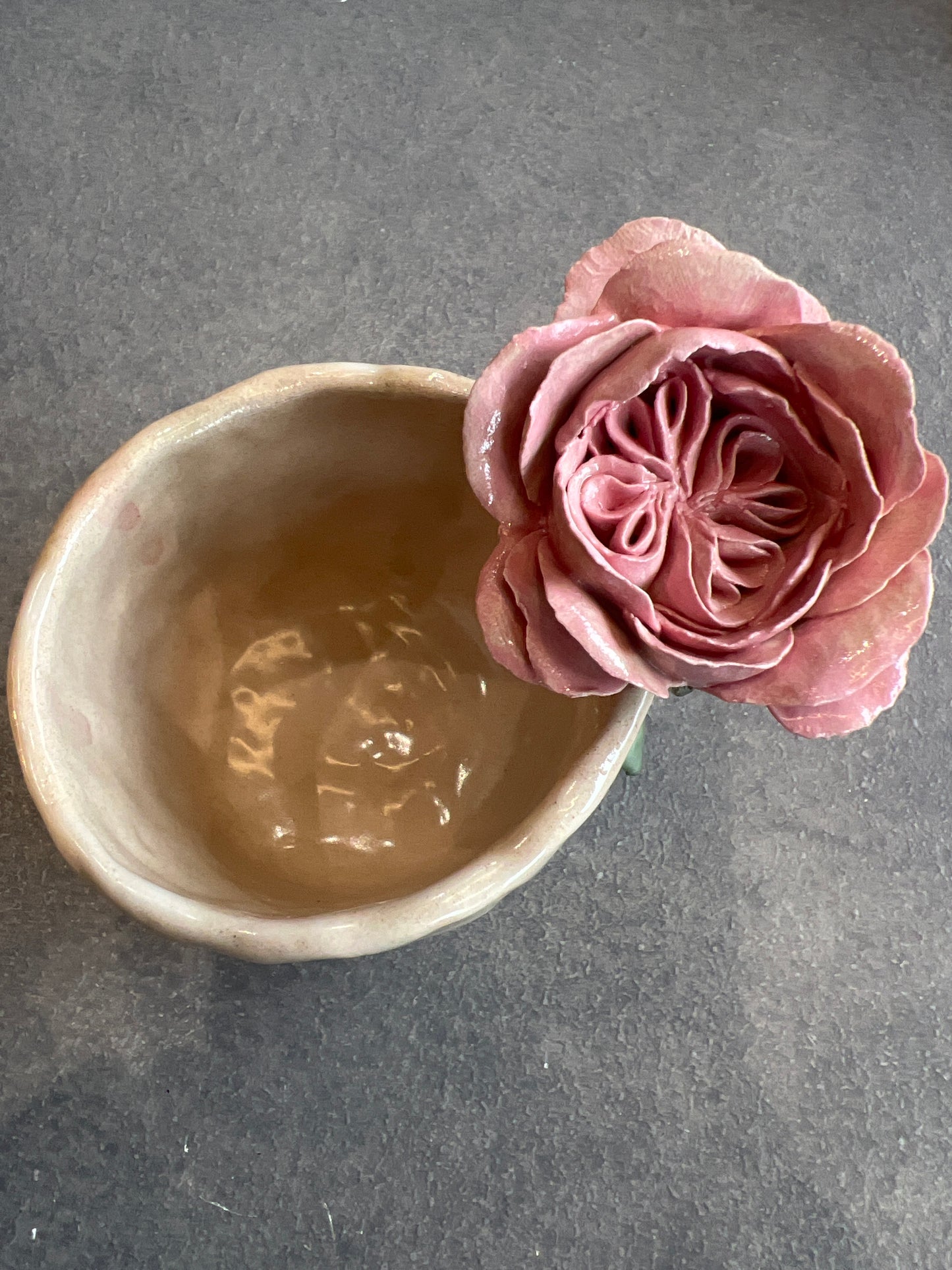 Pink Austin Rose Handmade Mug