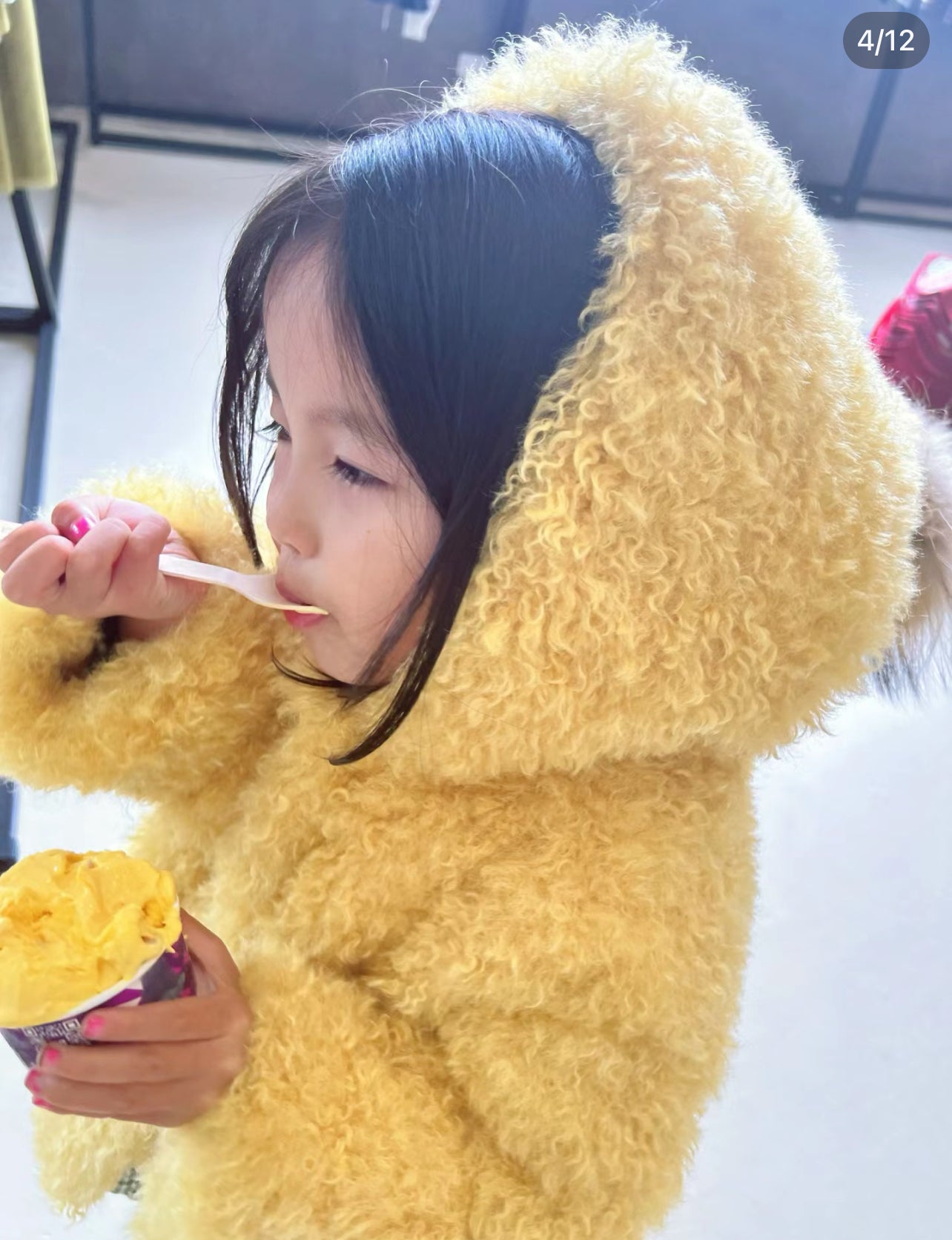 Yellow Pompom Fluffy Coat