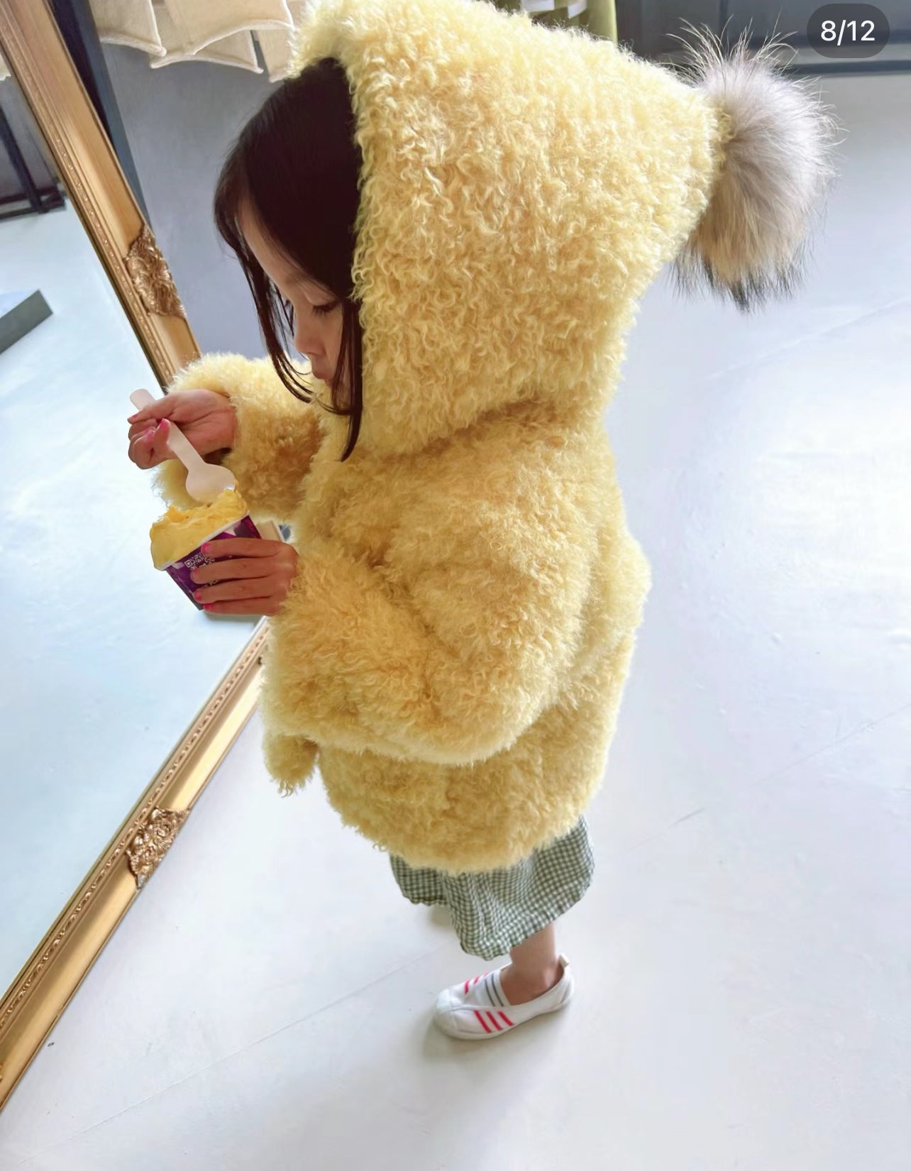 Yellow Pompom Fluffy Coat