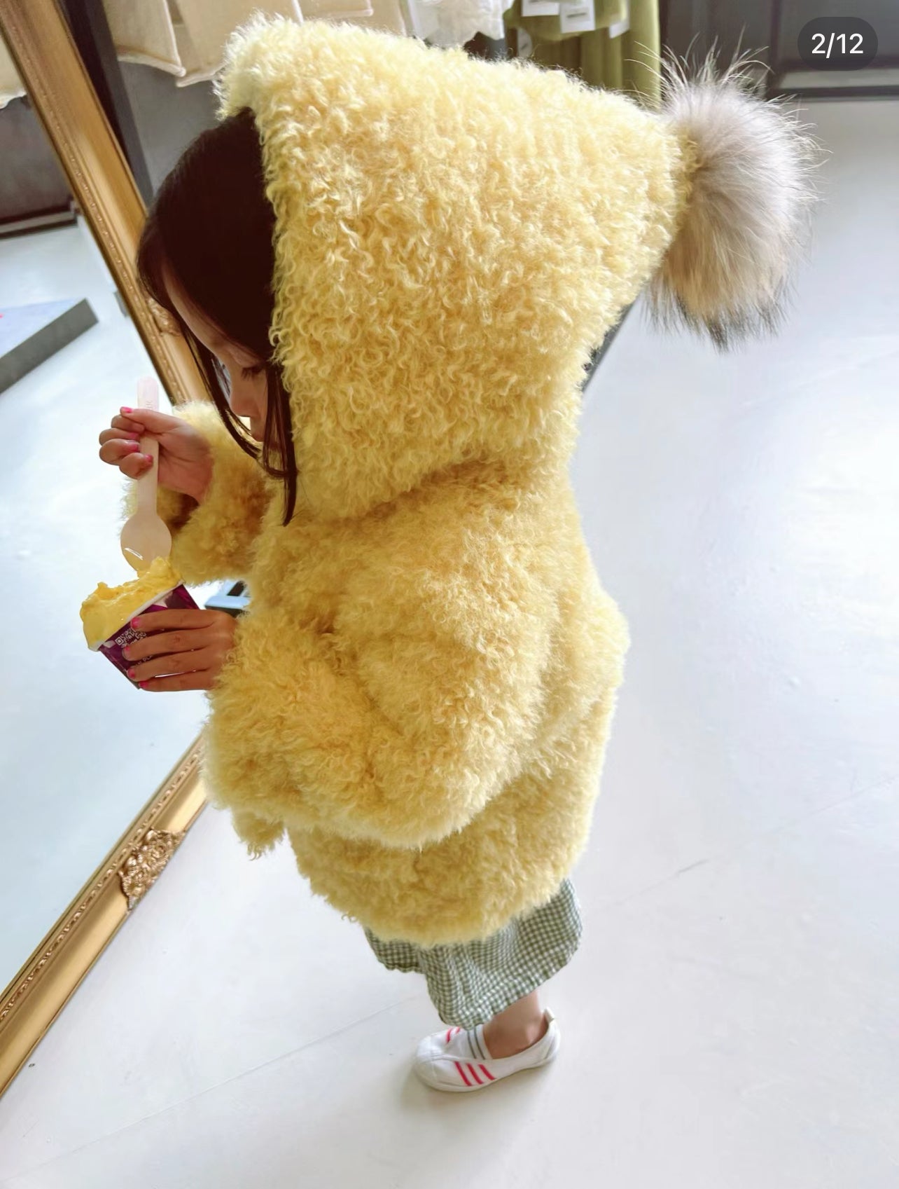 Yellow Pompom Fluffy Coat