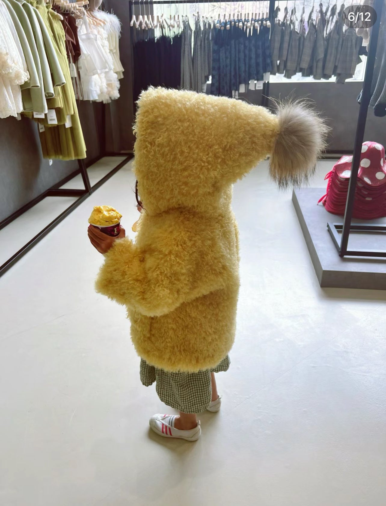 Yellow Pompom Fluffy Coat