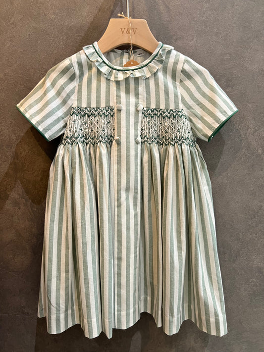 V&V Handmade Stripe Smocking Dress