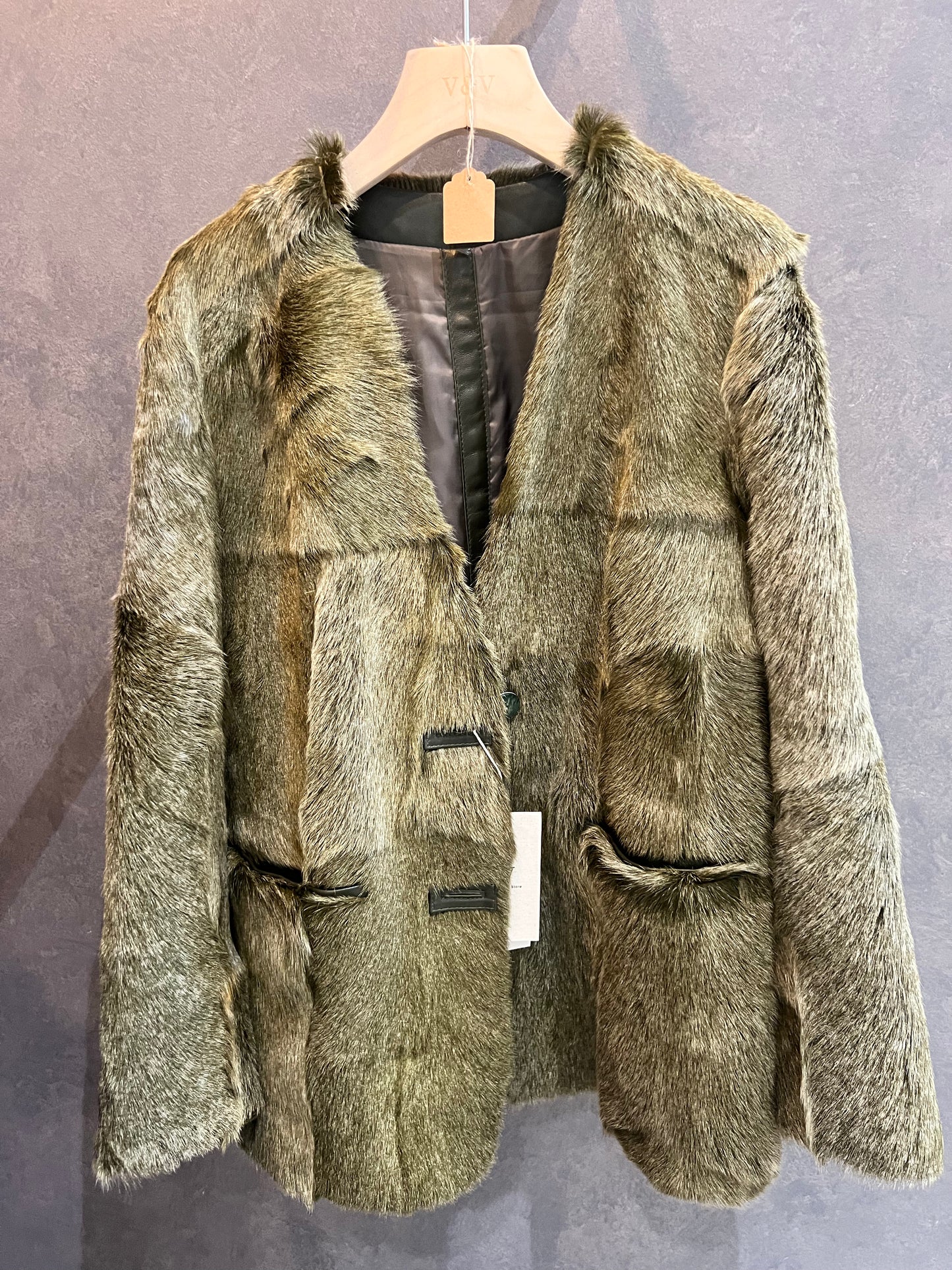 V&V Real Shearling Coat Green