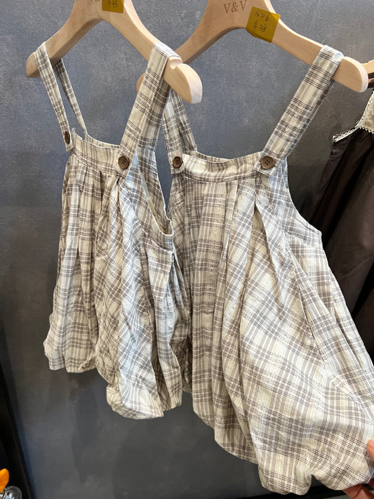 V&V Pumpkin Gingham Overall