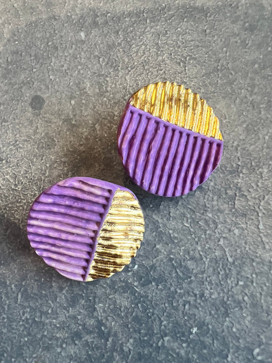 Ceramic Earrings purple and gold