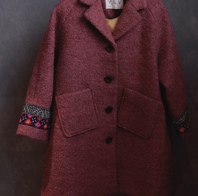 Vintage Ethnic embroidery artwork wool coat