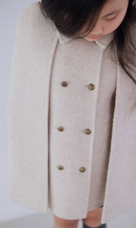 Cape-effect Cashmere and Wool coat