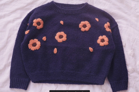 Hand Embroidery Flower Wool Jumper