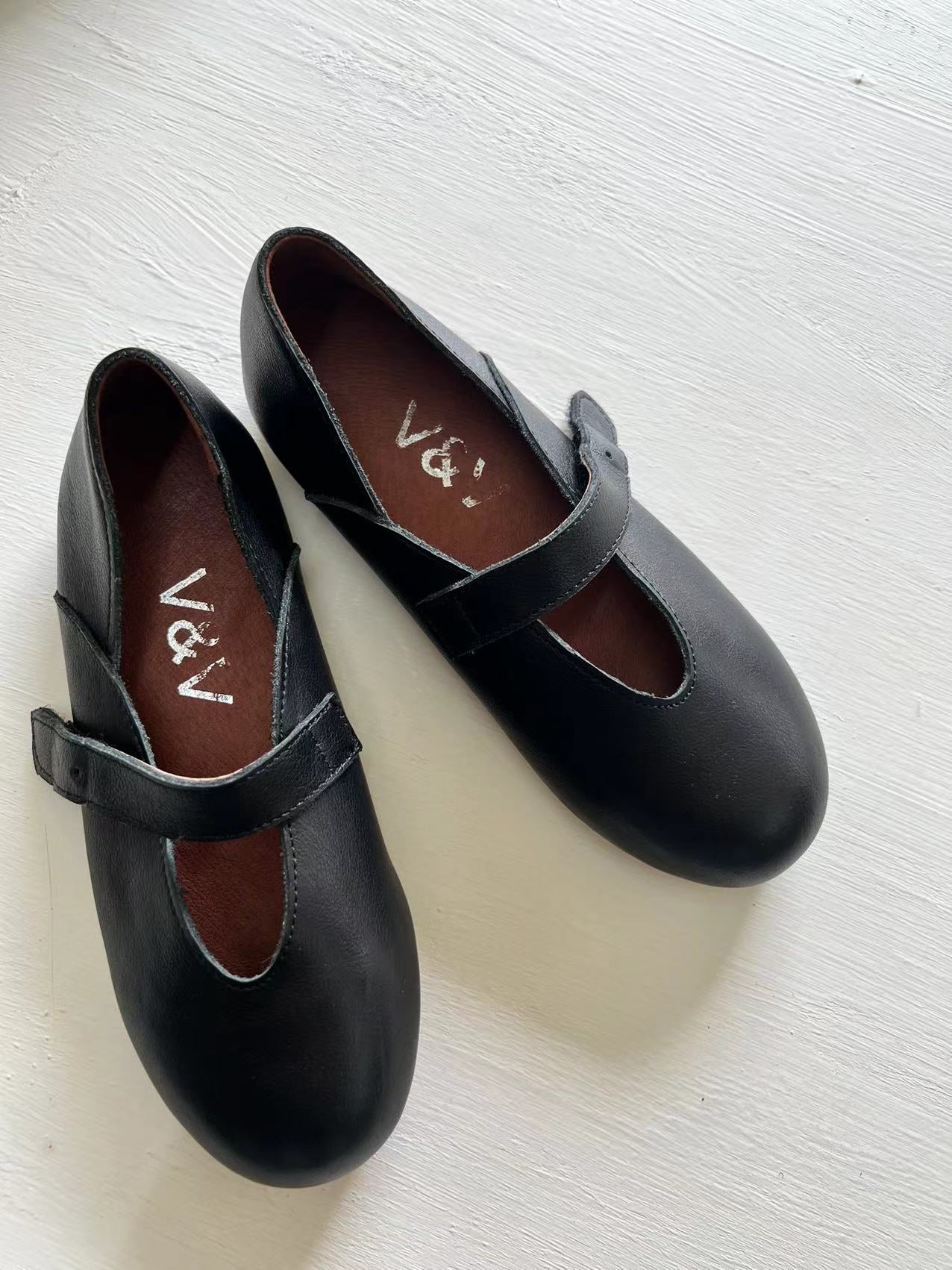 Ava Leather Mary Jane Ballet Flats