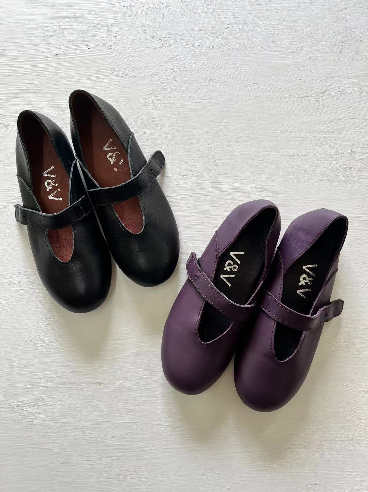 Ava Leather Mary Jane Ballet Flats