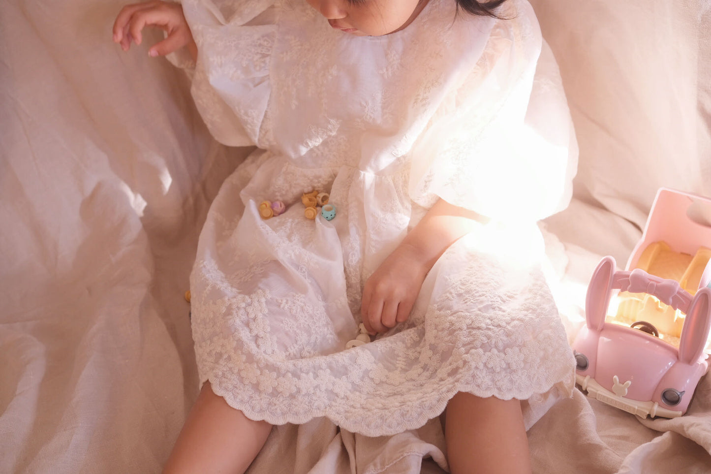 Cream Emboidery Princess Dress