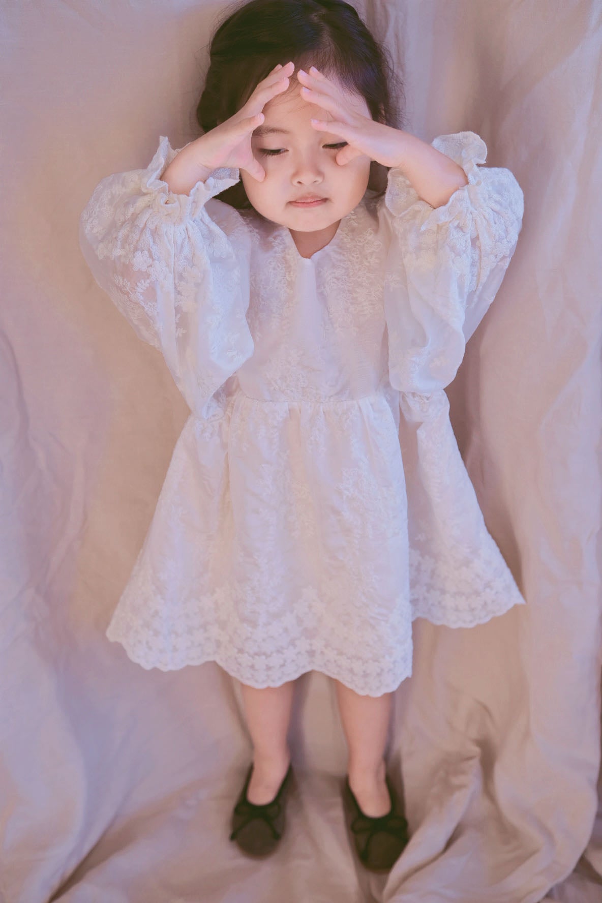 Cream Emboidery Princess Dress