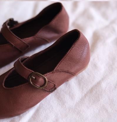 Ava Leather Mary Jane Ballet Flats